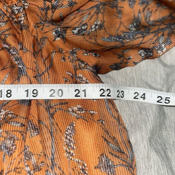 Calligraphie Orange Floral Boho Peasant Long Sleeve Smocked Blouse Size XL - Picture 7 of 10
